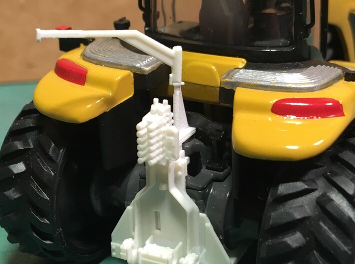 (1) YELLOW LARGE TRACKED SCRAPER HITCH W/ GUIDES 3d printed 