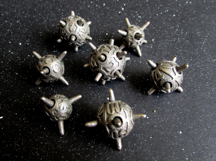 Sputnik Dice Set With Decader 3d printed In Stainless Steel