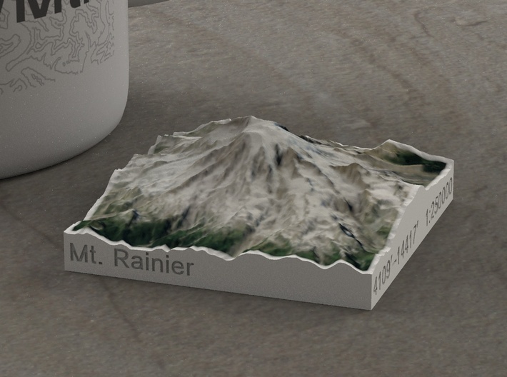 Mt. Rainier, Washington, USA, 1:250000 Explorer 3d printed 