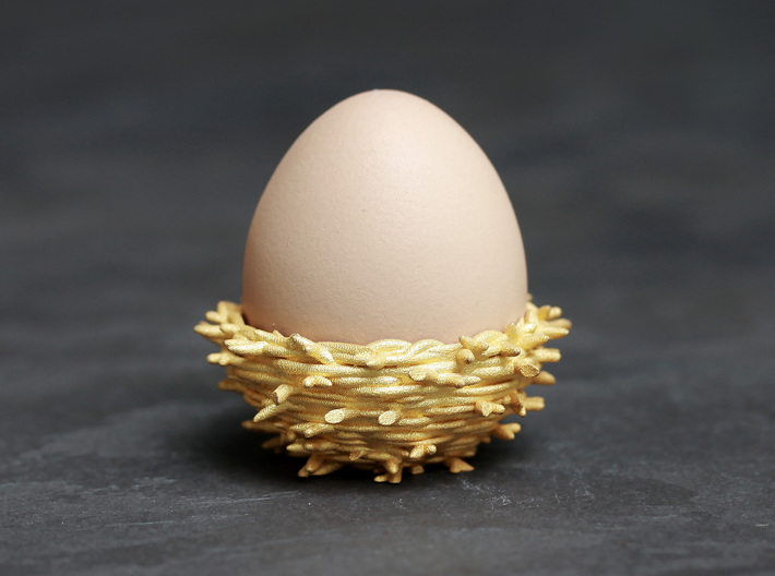 Gold 'Nest' Egg Cup 3d printed 