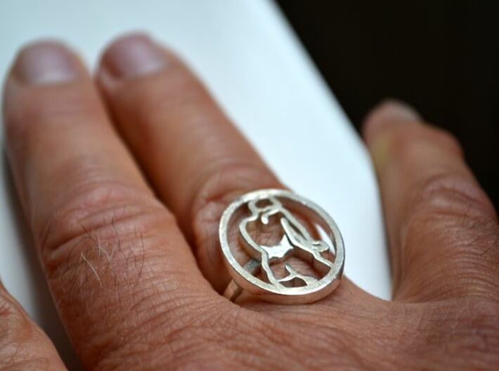 Zegelring20mm 3d printed silver ring