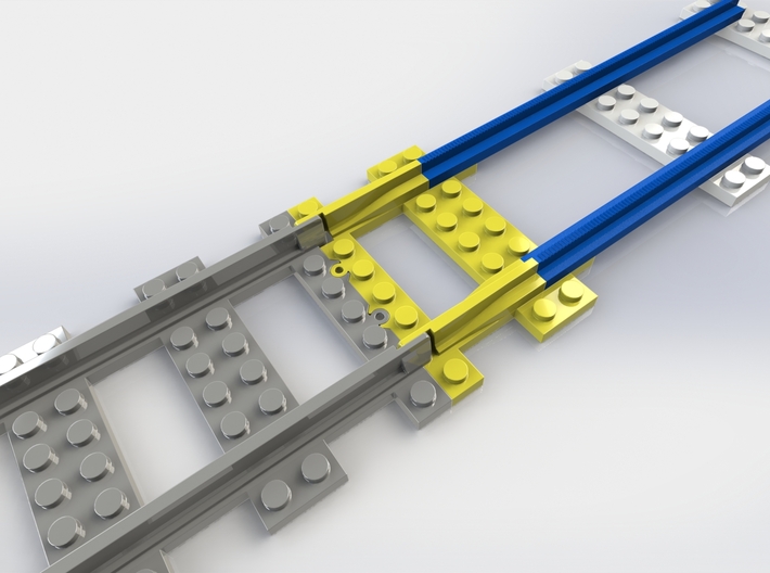 Model Railroad Track Converter 3d printed This image explains the purpose of the train track converter. It allows today's LEGO trains to run on old tracks combined with today's LEGO tracks. 