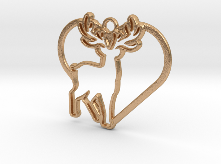 Deer &amp; heart intertwined Pendant 3d printed