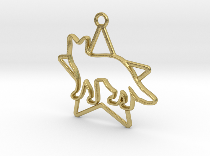 Fox &amp; star intertwined Pendant 3d printed