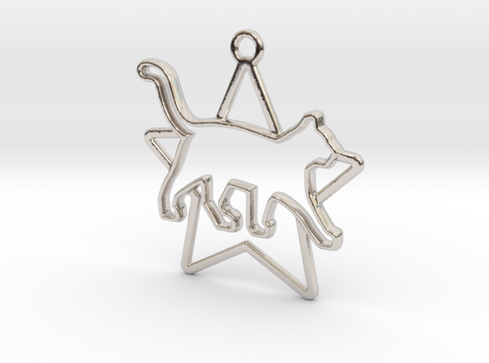 Cat &amp; star intertwined Pendant 3d printed
