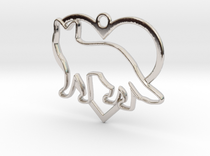 Fox &amp; heart intertwined Pendant 3d printed