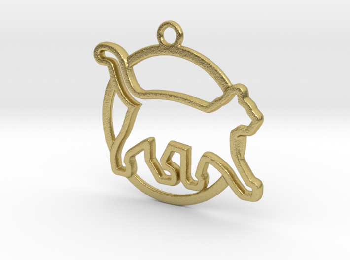 Cat &amp; circle intertwined Pendant 3d printed