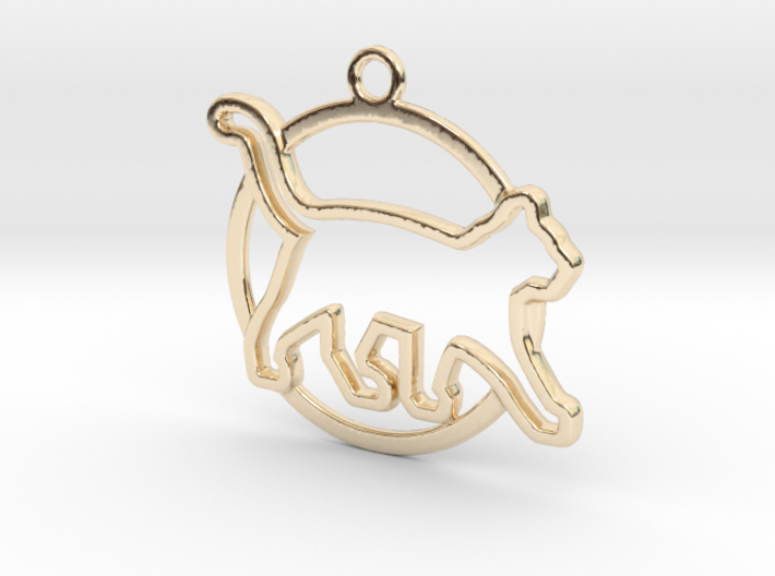 Cat &amp; circle intertwined Pendant 3d printed