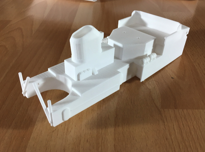 Thetis, Superstructure (RC, 1:100) 3d printed detail view of front superstructure