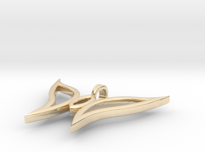 Minimal Butterfly Charm Pendant Gold Silver 3d printed