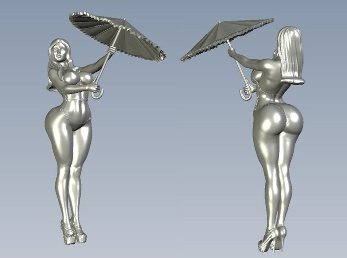 1/15 scale bikini beach girl with umbrella 3d printed 