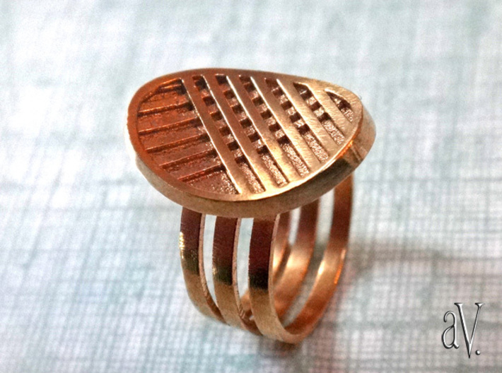 Three Stripe Ring 3d printed Three Bands with Gently Curved Stripes