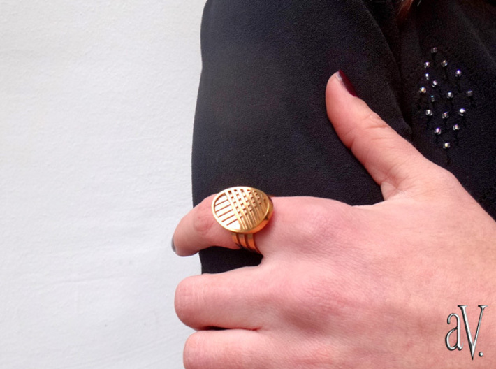 Three Stripe Ring 3d printed Three Bands with Gently Curved Stripes