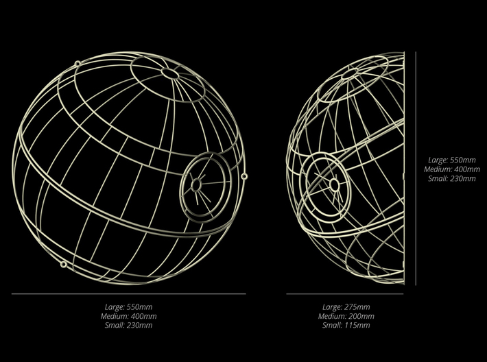 Wireframe Death Star Wall Sculpture 3d printed 
