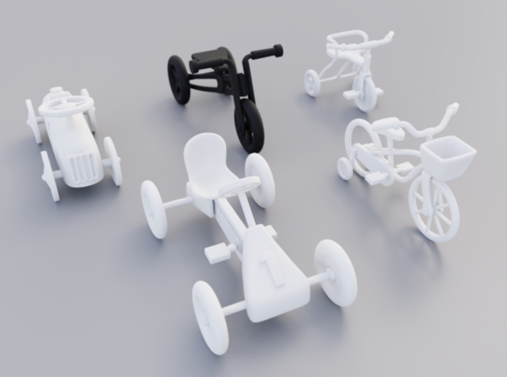Kids bicycle with training wheels 3d printed Multiple vehicles available!