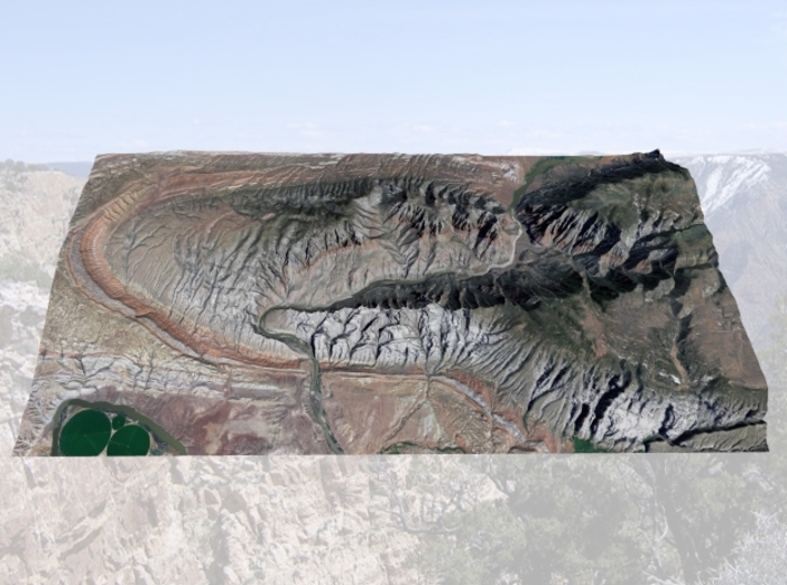 Split Mountain Map, Utah:  1.5x VE, 6"x12" 3d printed 