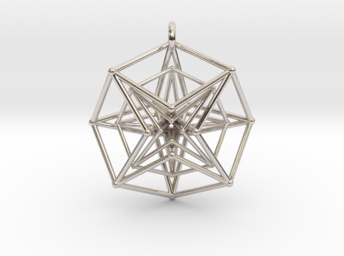 Double Hypercube pendant with ring 3d printed