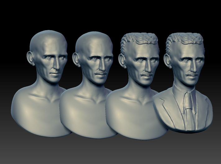 Nikola Tesla Bust Small 3d printed ZBrush Sculpting Process