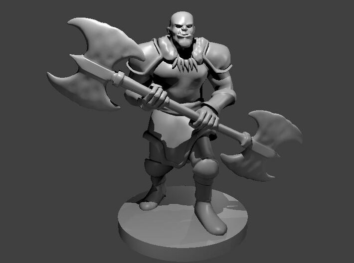 Half-Orc Male Barbarian with Double Axe 3d printed