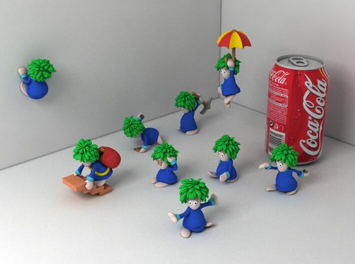 Lemming Climber (Large and in Color) 3d printed All lemmings together