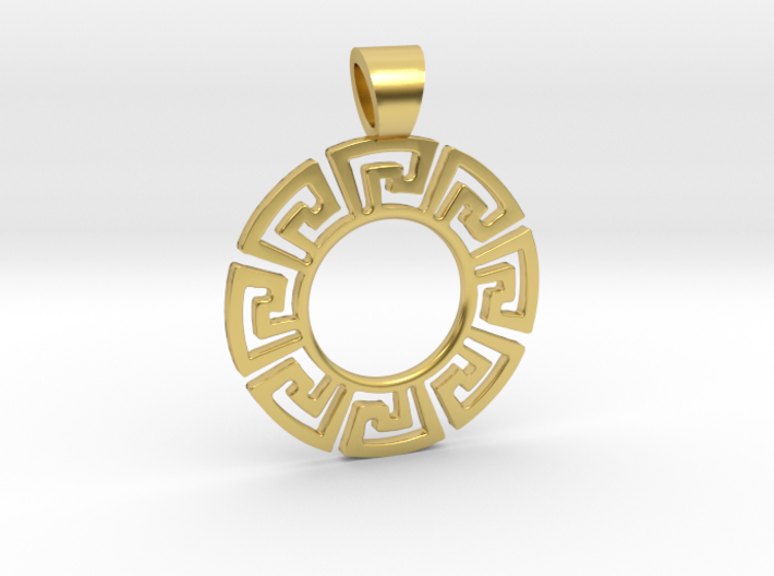 Pre-columbian sun [pendant] 3d printed