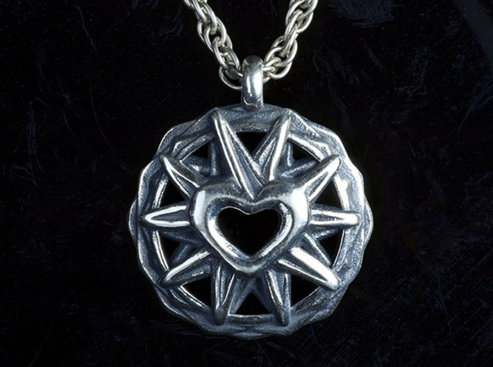Bethlehem Heart Star Pendant Jewelry 3d printed Love Star in Antique Silver