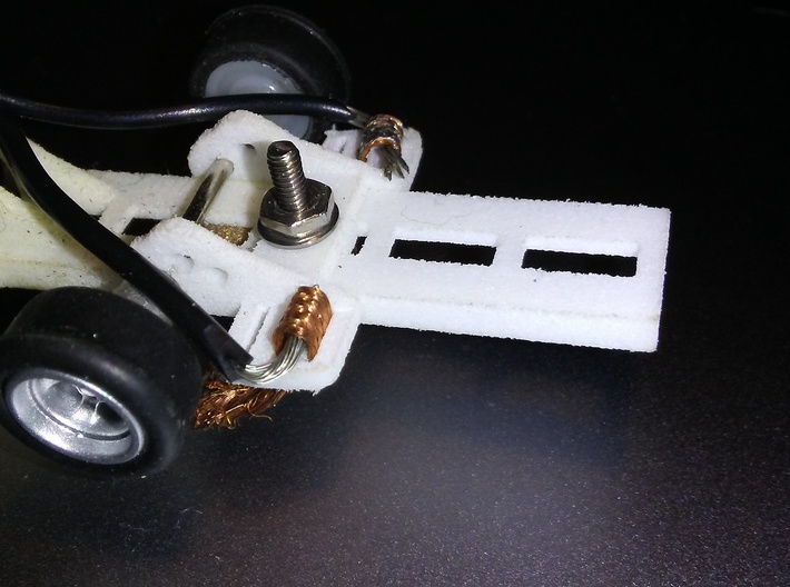 SL2-BW-Mk1 Tunable Mag HO Slot Car Chassis 4-pack 3d printed Braids simply wrap over the motor leads