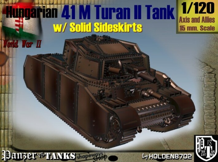 1/120 Hungarian 41M Turan II Solid Sideskirts 3d printed