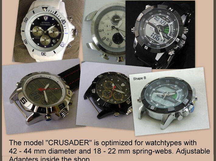 Adapter-22mm for Crusader L 3d printed feasable watchtypes