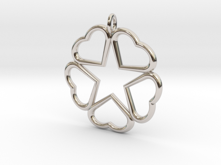 Hearts Hidden Pentacle pendant  3d printed 
