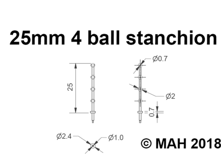 25mm 4 ball Stanchion x 100 3d printed 