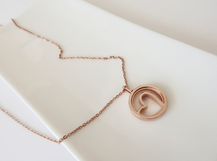 Heart 3d printed 14k plated Rose Gold