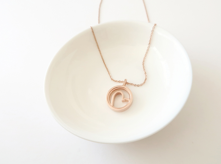 Heart  3d printed 14k plated Rose Gold