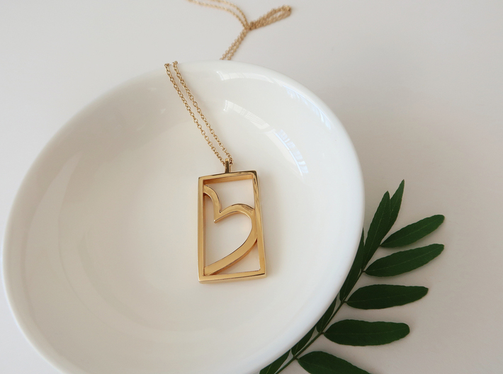 Heart of Gold 3d printed 14k plated Gold L