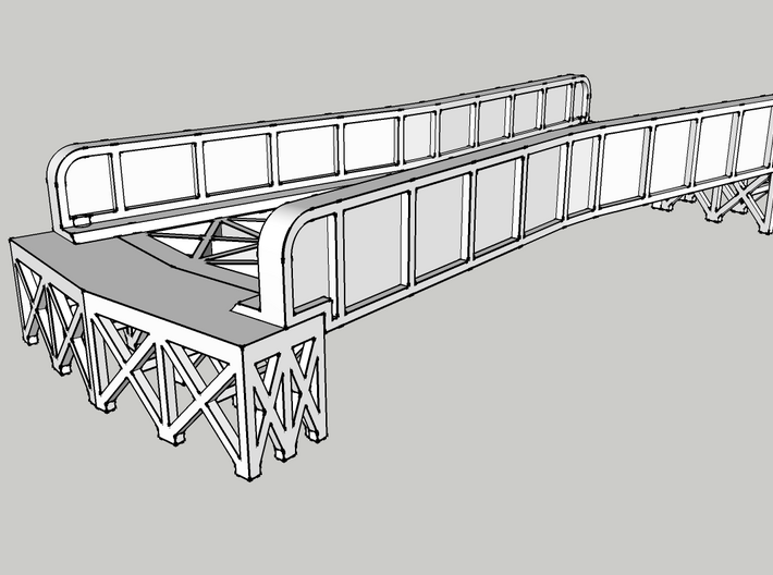 CROSSING 13° SINGLE TRACK VIADUCT 3d printed with 1/2" tall joiners