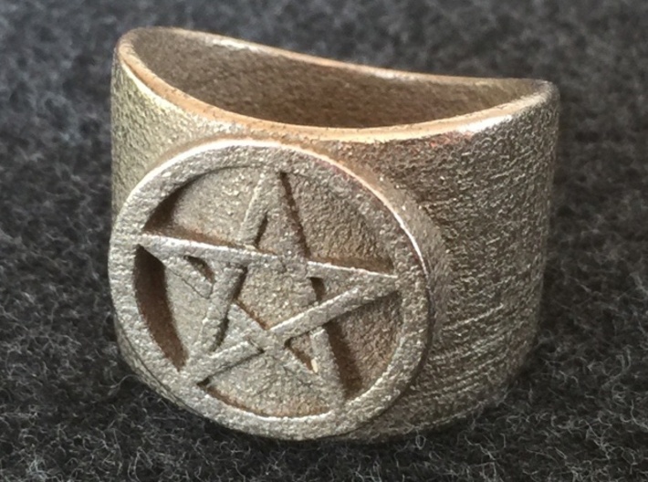 Pentacle Ring - thick 3d printed Thick pentacle ring in  steel. 