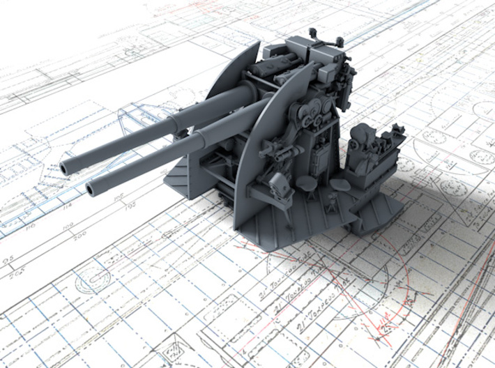 1/200 RN 4"/45 (10.2 cm) QF Mark XVI Guns x4 3d printed 3d render showing product detail