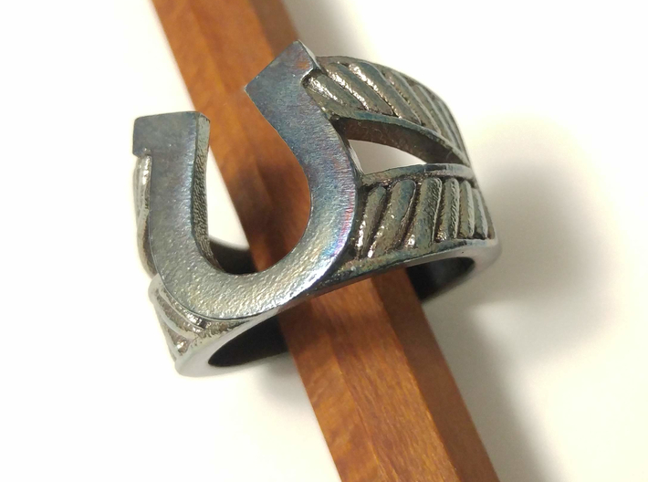 Horseshoe Ring - Size US 8.5 3d printed Oxidised post manufacture