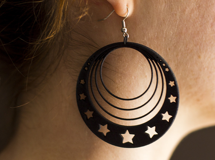 Moon and Star Earrings 3d printed