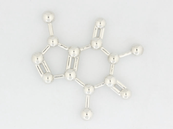 Caffeine molecule Necklace Pendant Big 3d printed Caffeine molecule necklace silver