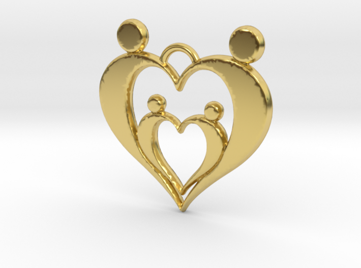 Family of Four Heart Shaped Pendant 3d printed
