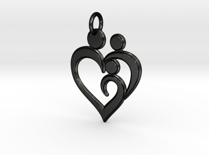 Family of 3 Heart Shaped Pendant 3d printed
