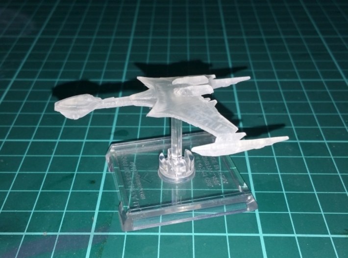 Klingon Battle Cruiser (Renegades) 1/5500 AW 3d printed Smooth Fine Detail Plastic, mounted on a small Attack Wing base.
