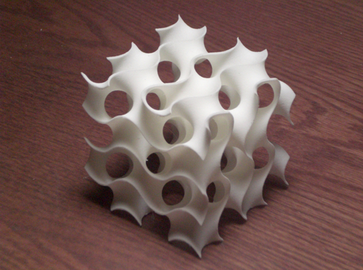 Gyroid cube - 8 unit cells 3d printed 8 cell gryoid in a large cube in white stong and flexible plastic