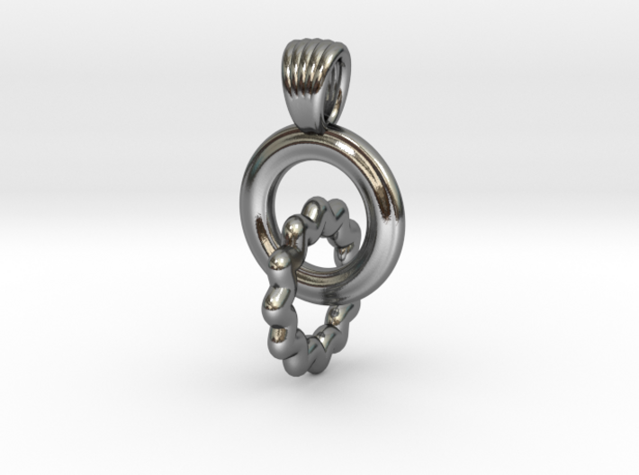 Two rings serrated [pendant] 3d printed