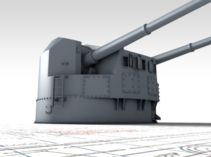 1/128 5.25"/50 (13.4 cm) QF Mark I Guns 1943 x4 3d printed 3d render showing product detail