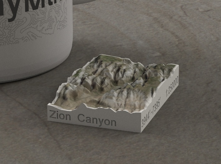 Zion Canyon, Utah, USA, 1:250000 Explorer 3d printed 