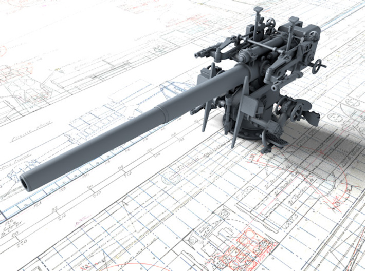 1/96 DKM 12.7 cm/45 (5") SK C/34 Guns x2 3d printed 3D render showing product detail