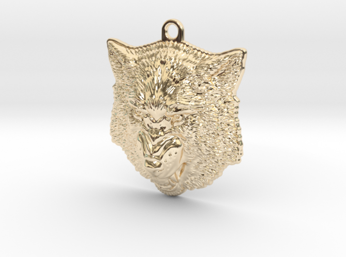 Growling Wolf face relief. Pendant 4cm 3d printed