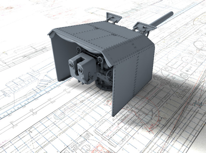 1/128 DKM 12.7 cm/45 (5") SK C/34 Guns x4 3d printed 3D render showing product detail